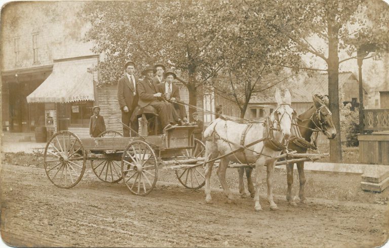 Horse-drawn Brookville Wagon in the 19th century.