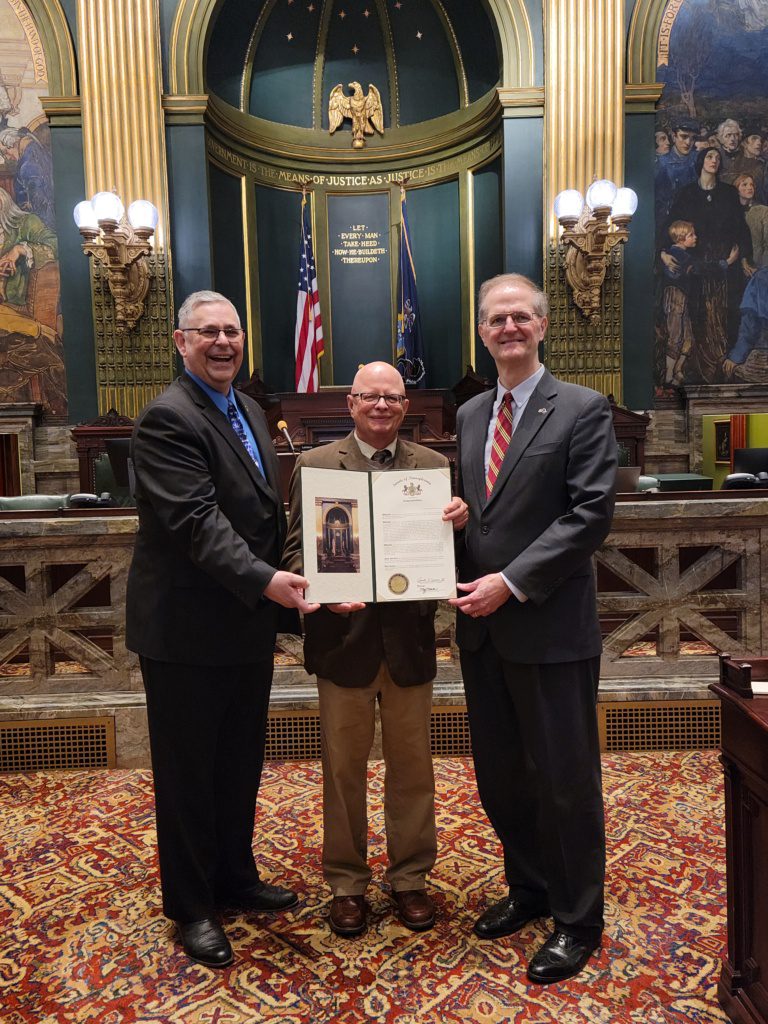 State Capital Senate Citation, PA House of Representatives Citation and Congressional Citation Honoring Kenneth Burkett for his Archaeology Accomplishments